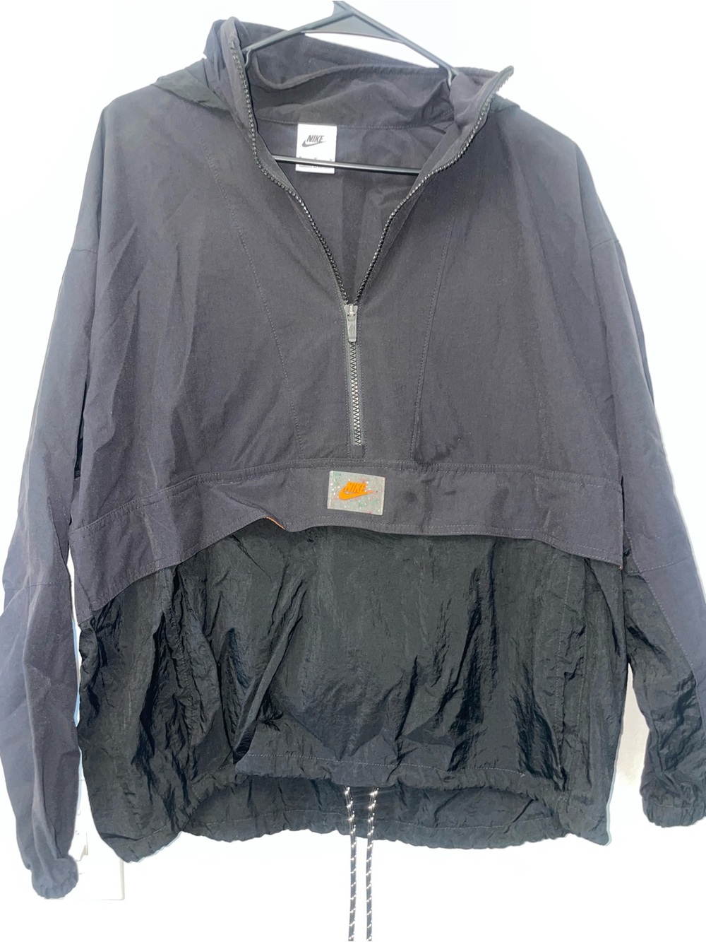 Nike Sportswear Black Half Zip Hooded Windbreaker Jacket Women’s Medium